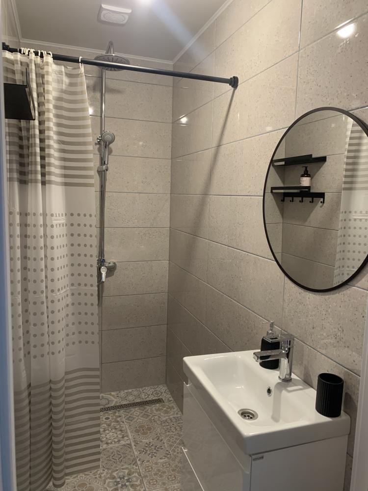 Зимний дом с камином, санузел с душем