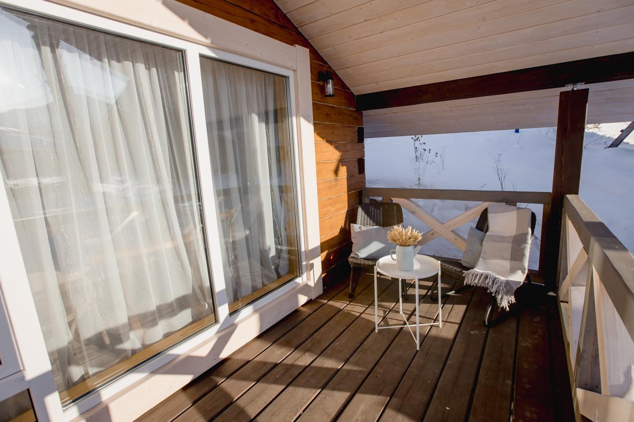 Дом студия терраса зимой