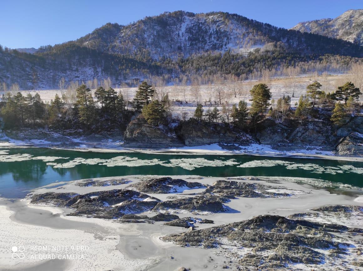Зимний Чемал отдых у реки Катунь Алтай