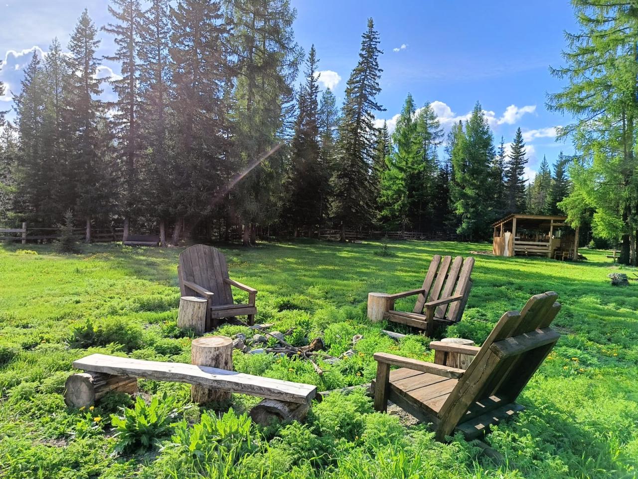 База отдыха "Энчи" за Улаганом в Горном Алтае у реки Башкаус