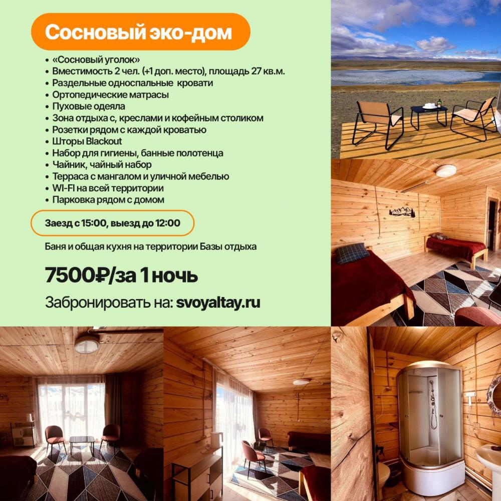 Сосновый эко дом на Алтае 2 места (+ 1 доп. место)