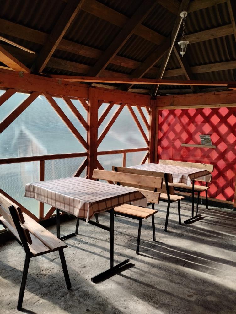 Беседка-кухня с печью барбекю