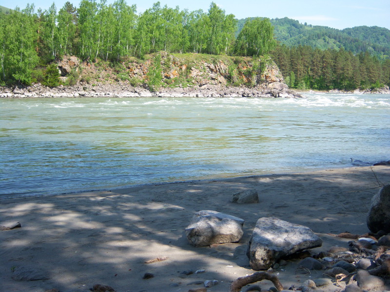 Река Катунь в 30 м от базы