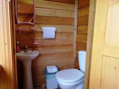 Зеленый домик туалет и раковина