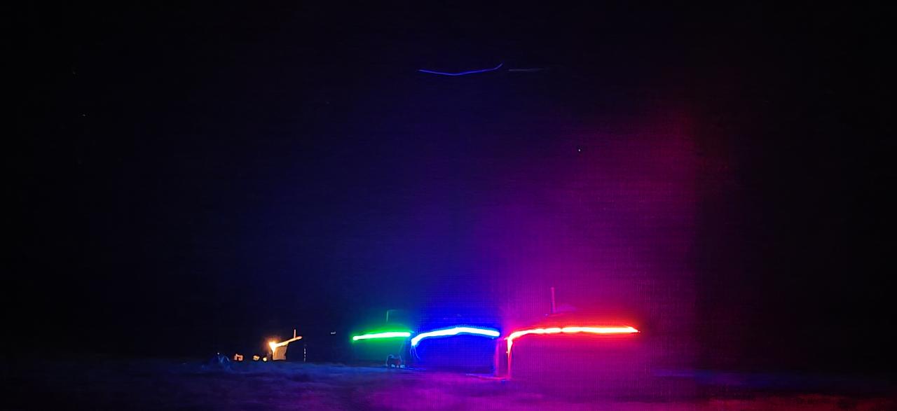 Ночное освещение базы отдыха "Сияние Укока"