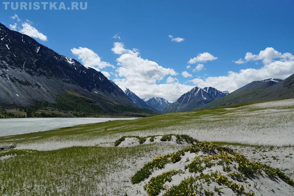 Песчаные дюны на озере Акколь