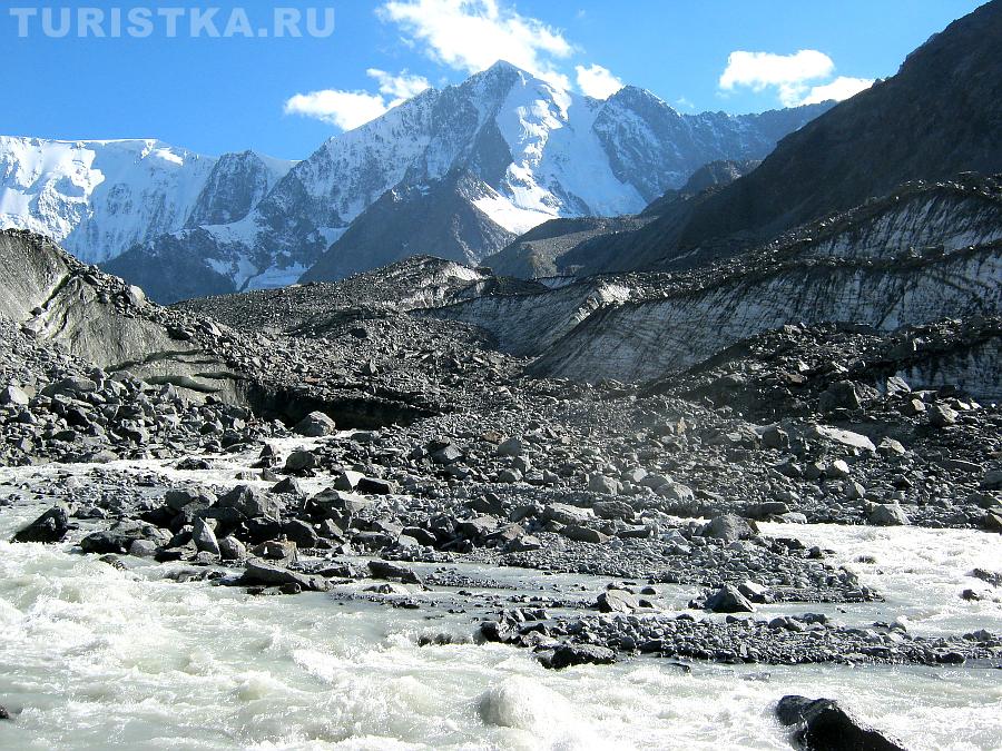 Аккемский ледник и река Ак-Кем
