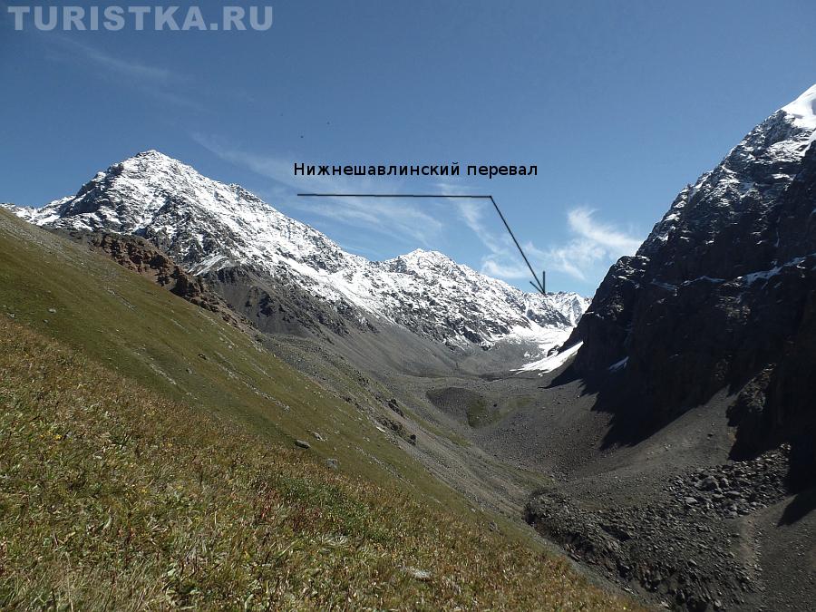 Вид на Нижнешавлинский перевал с подъема на гору Пирамида (вид после снегопада)