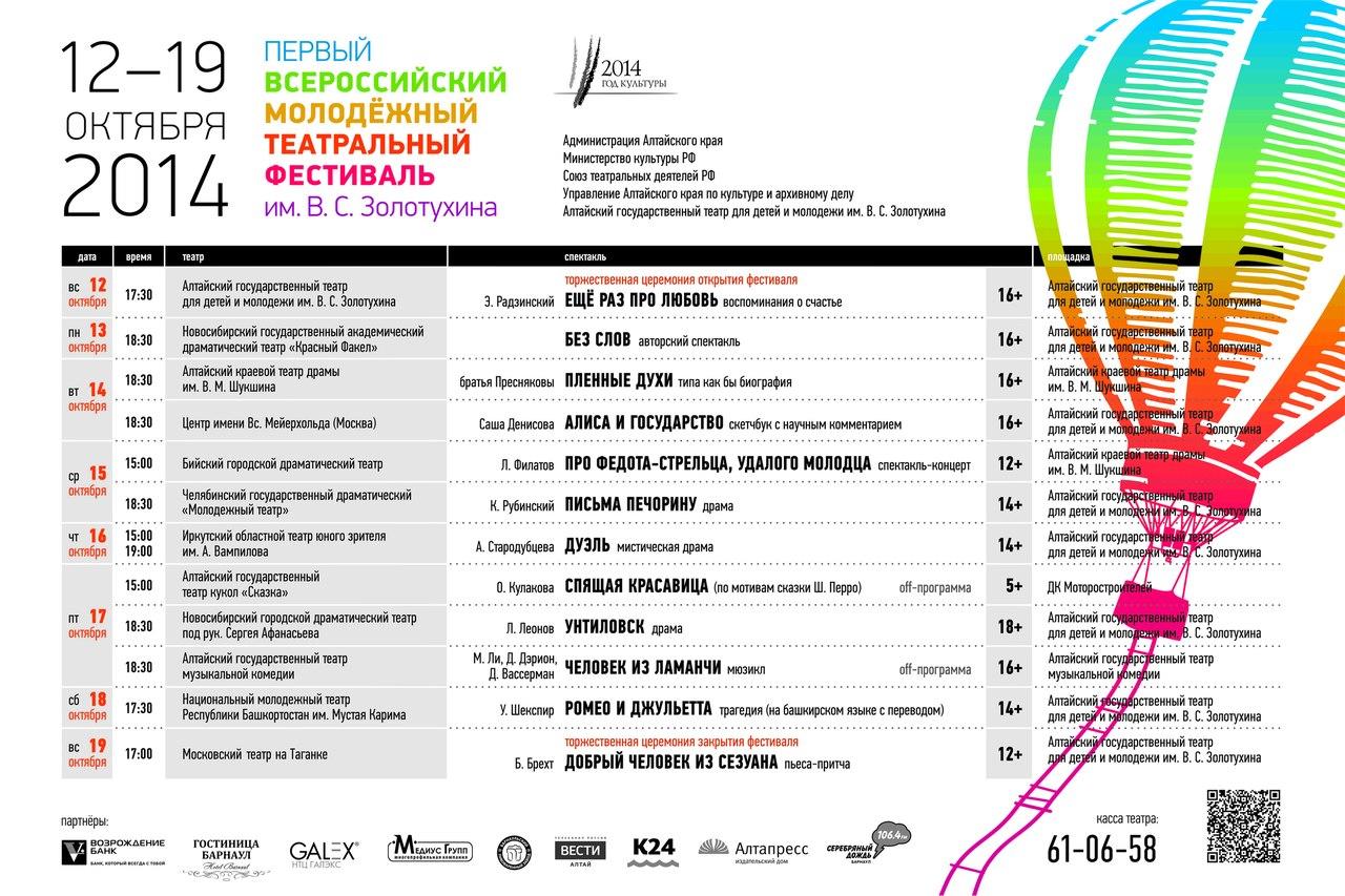 Театральный фестиваль имени  Золотухина в Барнауле