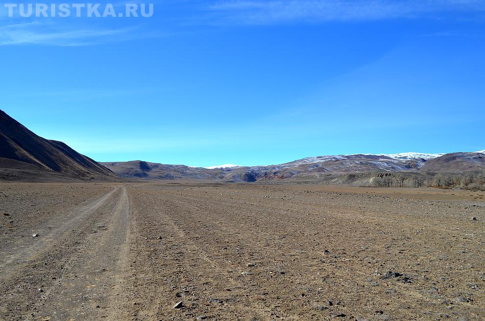 Долина реки Кызыл-Чин, река справа в деревьях