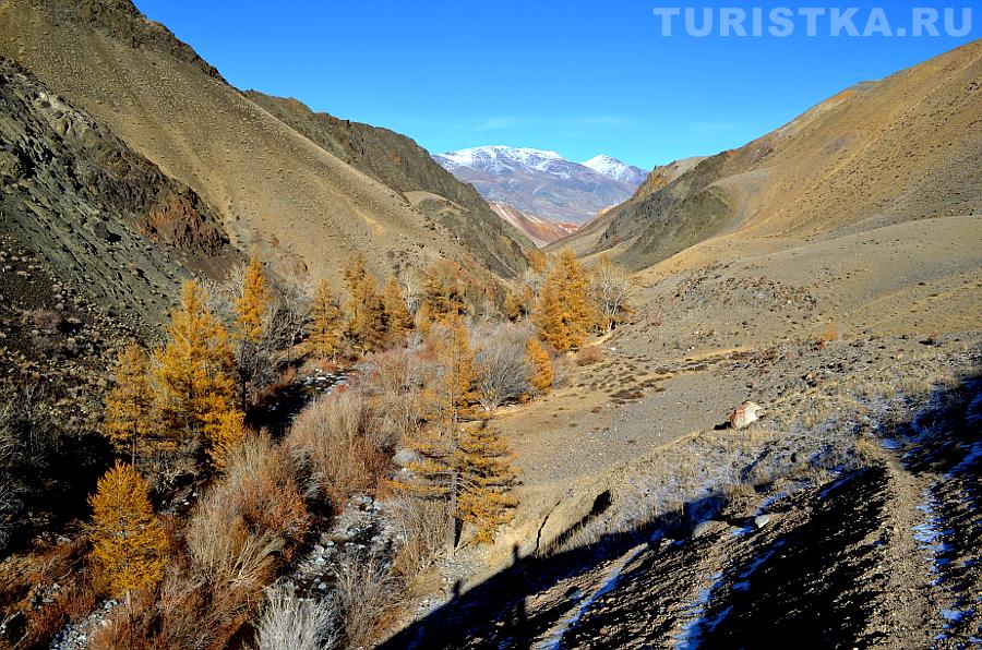 Взгляд из ущелья около Марса-2 назад на Марс-1