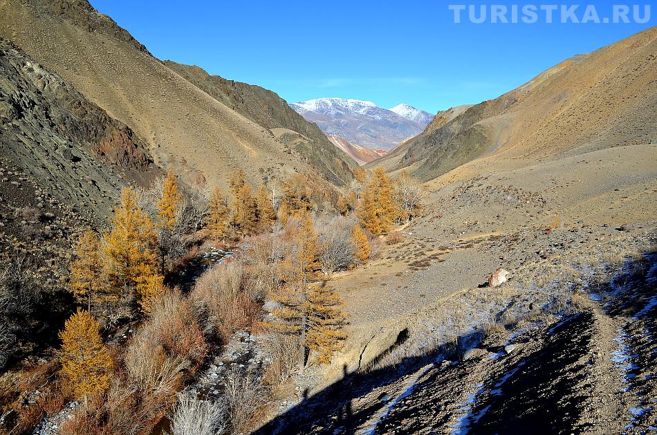Ущелье, где течет река Кызыл-Чин, вид в сторону Марса-1