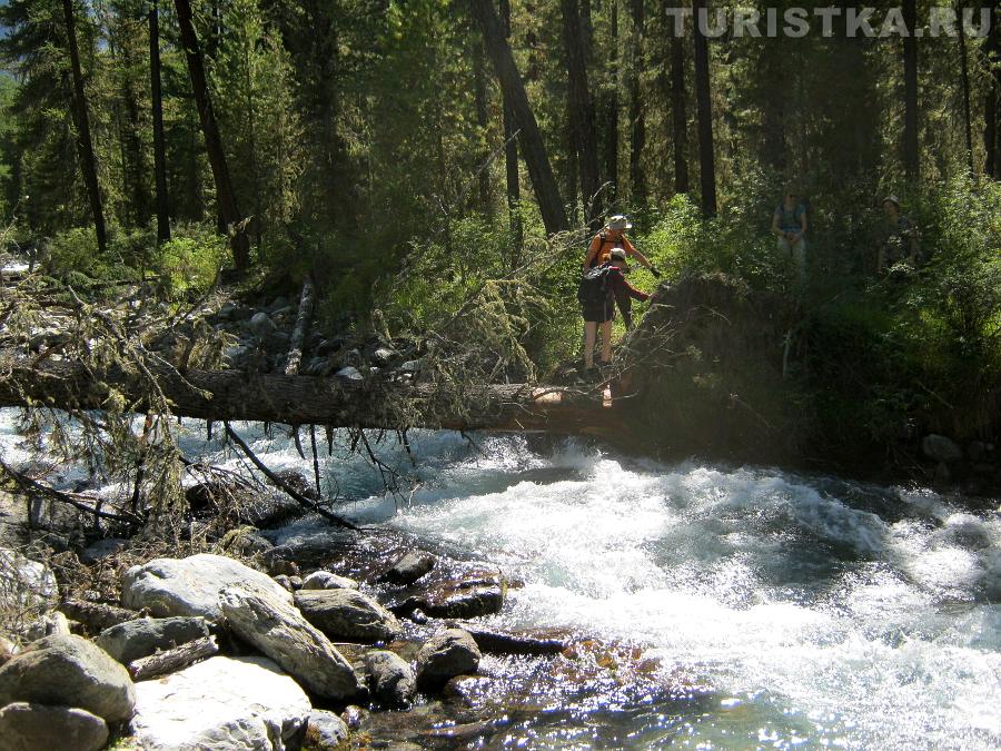 Переправа через один из рукавов Правой Шавлы недалеко от слияния ее с Левой Шавлой