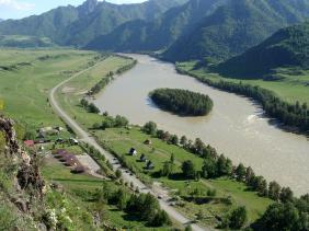 Горный Алтай : Водопад Че-Чкыш : Водопад Чечкыш : Вид со смотровой площадки на Катунь