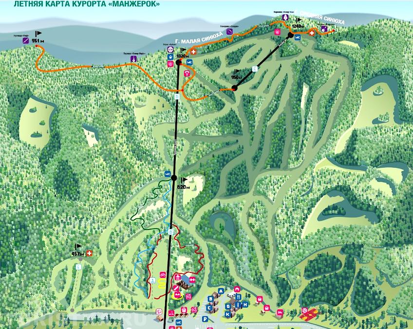 Карта: подъемники, эко-тропа, парк Большой Алтай