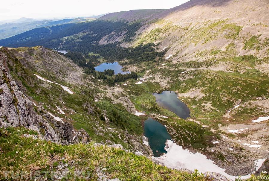 Вид на Каракольские озера со смотровой площадки за перевалом Багаташ