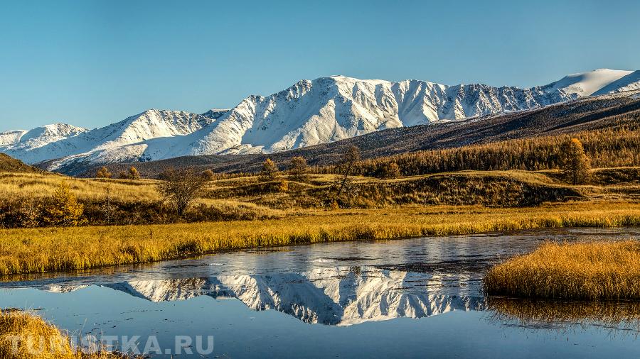 озеро Джангысколь и Северо-Чуйский хребет.