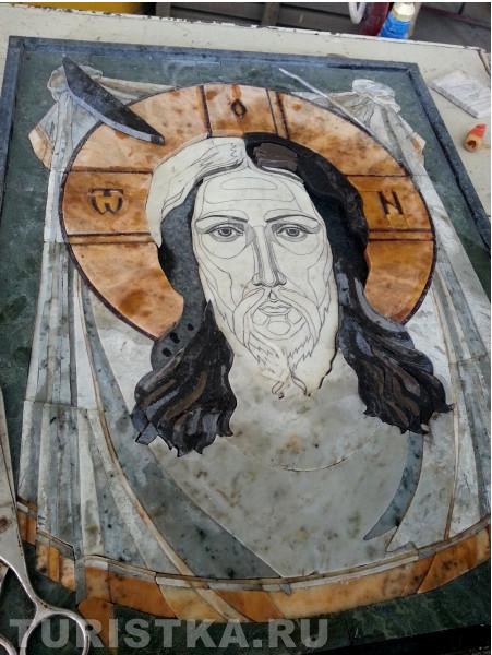 Икона в процессе изготовления (мозаика)