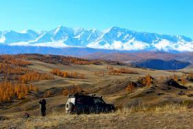 Фотоконкурс Золототая осень на Алтае 2018. Курайская степь, вид на Северо-Чуйский хребет
