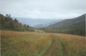 Фотоконкурс Золототая осень на Алтае 2018. Осеннее поле в туманных горах, за селом Аскат, Алтай.