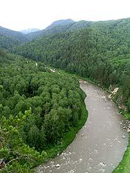 Горный Алтай : Фестиваль Песчаная-2011 : Вид на Песчаную со скалы