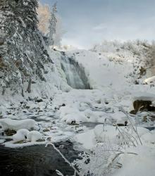 Пещерский водопад зимой
