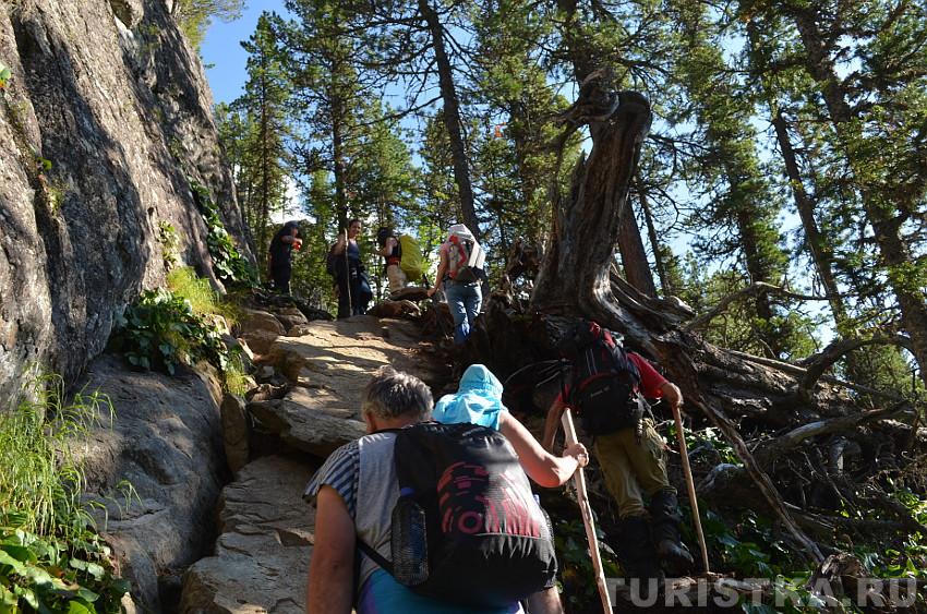 Возвращение к тропе после посещения водопада
