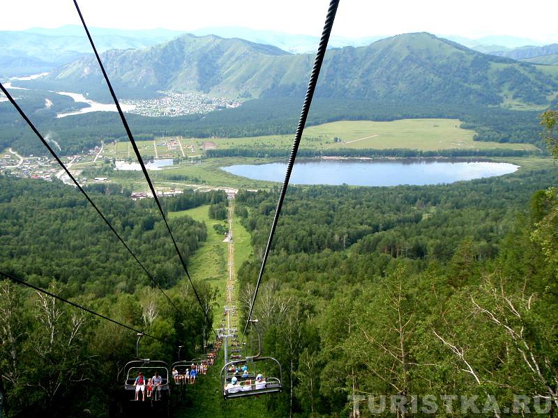 Озеро Манжерок с высоты подъемника