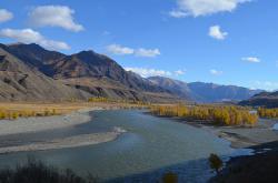 Горный Алтай : Золотая осень на Алтае : Катунь на подъезде к селу Инегень