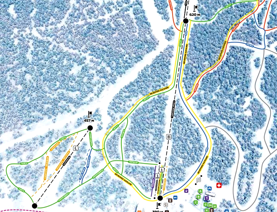 Трассы с верхних станций канатных дорог Чуйский тракт и Карусель