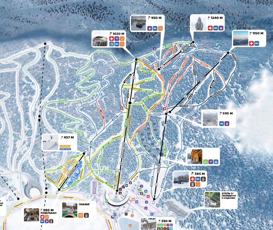 Схема трасс и подъемников