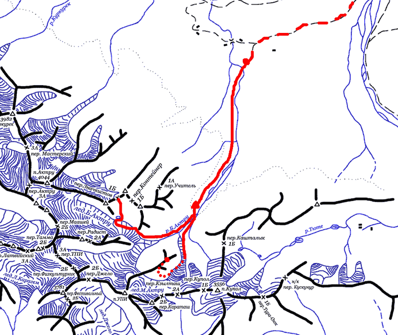 Карта маршрута. Хребтовка Северо-Чуйского
