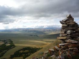Горный Алтай : Алтайская биосферная экспедиция 2012 : Вид на Курайский хребет с холма в окрестностях лагеря