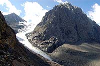 Горный Алтай : Путешествие в ущелье Актру (август 2007) : Ледник Малый Актру. Справа Караташ.