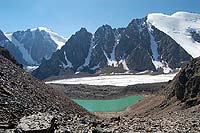 Горный Алтай : Путешествие в ущелье Актру (август 2007) : Голубое озеро. Вдали ледник Большой Актру.