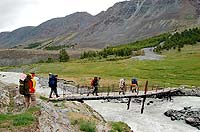 Горный Алтай : Ледники и озера Южно-Чуйского хребта (лето 2007) : Долина реки Караоюк. Мост.