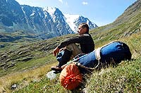 Горный Алтай : Ледники и озера Южно-Чуйского хребта (лето 2007) : Долина реки Аккол. Сажнев А.М.