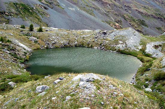 Долина реки Аккол. Озера на морене.