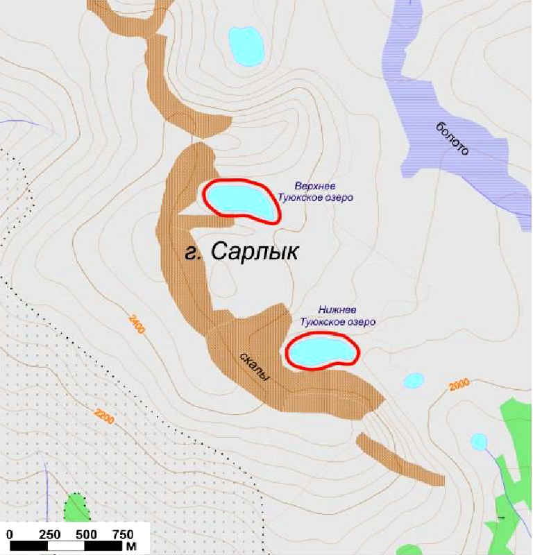 Схема расположения Туюкских озер