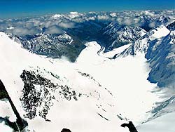 Горный Алтай, гора Белуха :  Вид на ледник Менсу в районе  Белухи